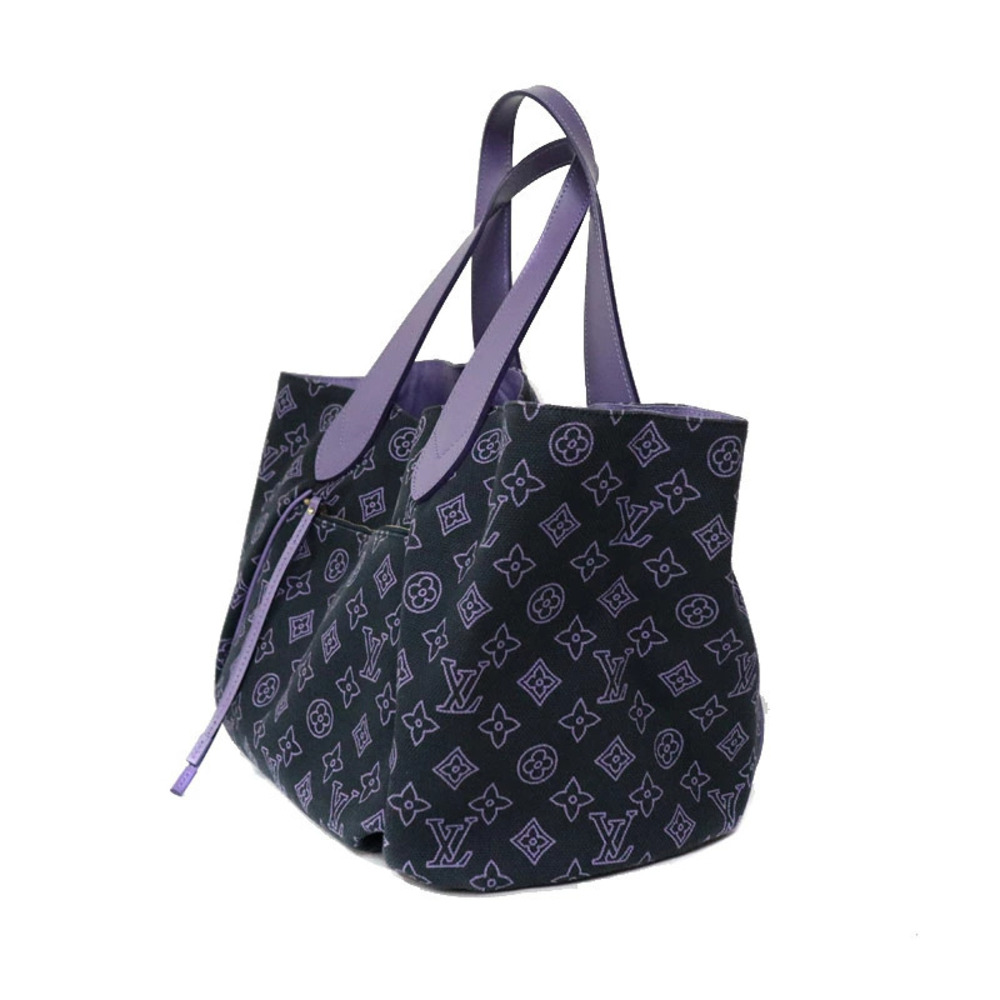 Louis Vuitton Black Marine Ipanema Blue Purple Tote Bag Cabas Leather